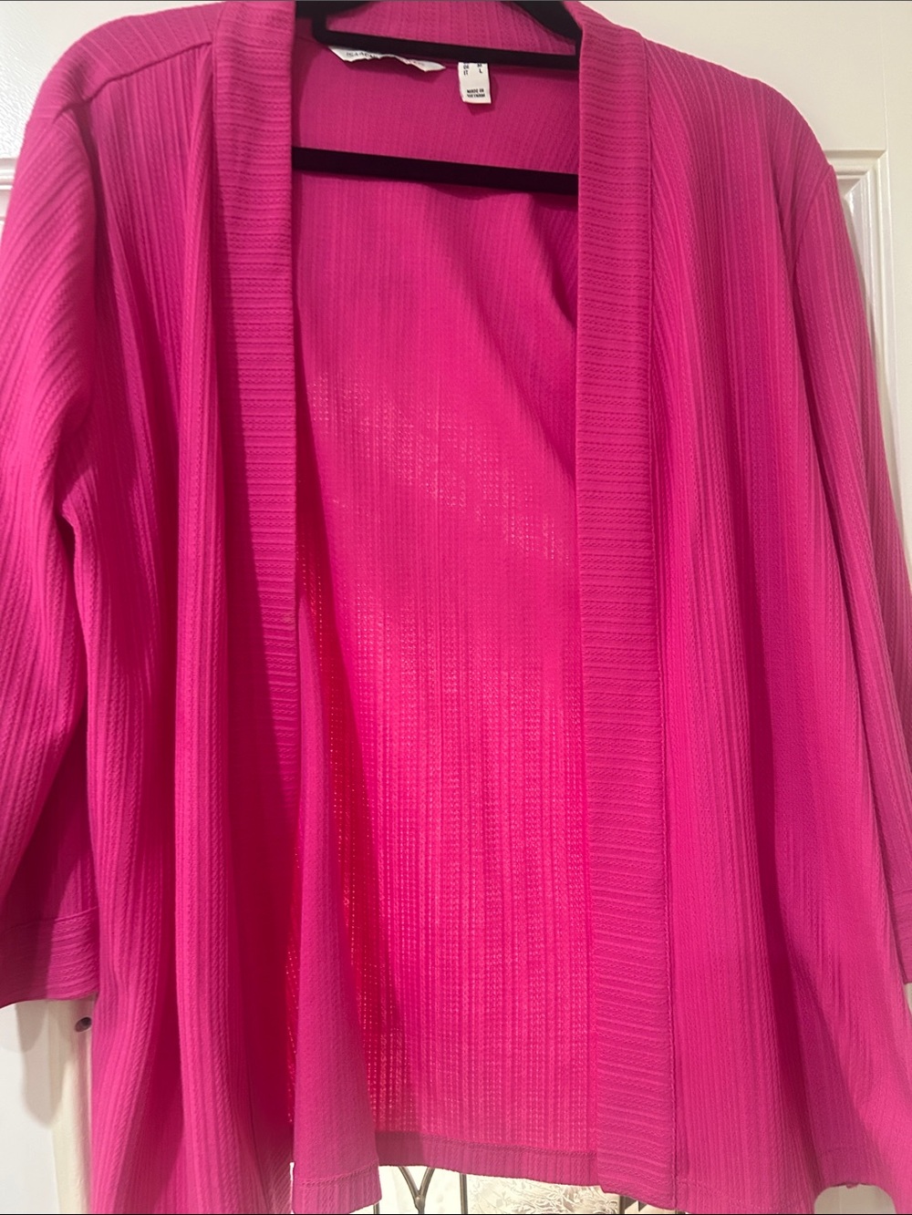 Isaac Mizrahi Hot Pink Open Front Cardigan